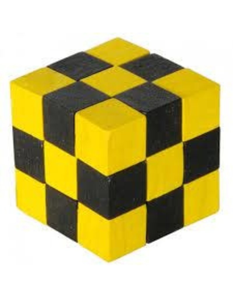 Fridolin Brainteaser Wooden Cube Puzzle (Colors Vary)