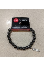 Zorbitz Jewelry Art Of Luck - Hematite/Feather Bracelet-Happiness
