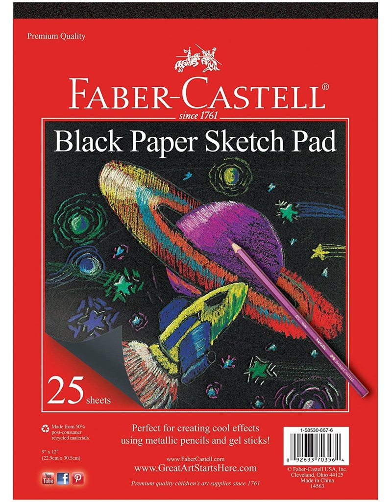Faber-Castell Art Supplies Black Paper Sketch Pad (9"x12")