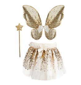 Creative Education (Great Pretenders) Costume Accessories Gracious Gold Sequins Skirt, Wings & Wand, (Size 4-6)