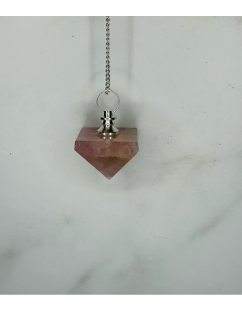 Squire Boone Village Jewelry Pendulum - Rose Quartz Half Octahedron