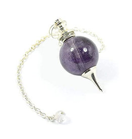 Squire Boone Village Jewelry Pendulum - Amethyst Ball with Silver Decorations