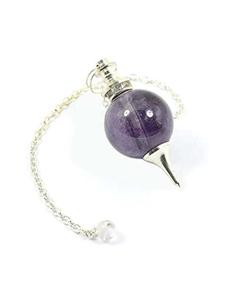 Squire Boone Village Jewelry Pendulum - Amethyst Ball with Silver Decorations