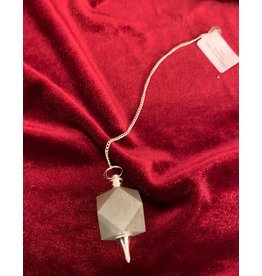 Squire Boone Village Jewelry Pendulum - Green Aventurine 14 Sided Tetradecagon, Silver Plated Copper Decorations