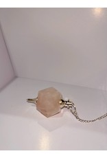 Squire Boone Village Jewelry Pendulum - Rose Quartz 14 Sided Tetradecagon, Silver Plated Copper Decorations