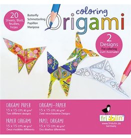 Fridolin Art Supplies Coloring Origami Butterfly 2 Designs (20 Sheets; 15 cm x 15 cm)