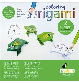 Fridolin Art Supplies Coloring Origami Frog 2 Designs (20 Sheets; 15 cm x 15 cm)