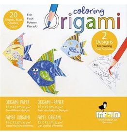 Fridolin Art Supplies Coloring Origami Fish 2 Designs (20 Sheets; 15 cm x 15 cm)