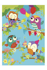 Playhouse Card - Cute Owls Glitter Card