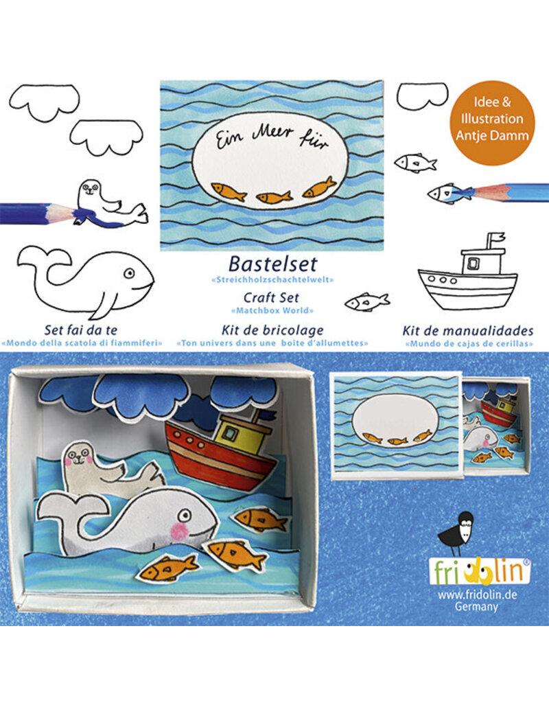 Fridolin Craft Kit Matchbox Card - Ocean