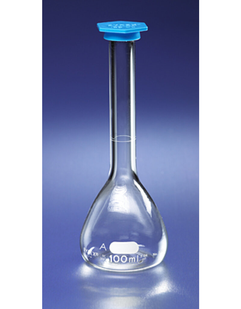 Supertek Scientific Scientific Labware Glass Volumetric Flask with Snap Cap 100 mL