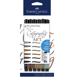 Faber-Castell Art Supplies Pitt Artist Pens Calligraphy Set (6 India Ink)
