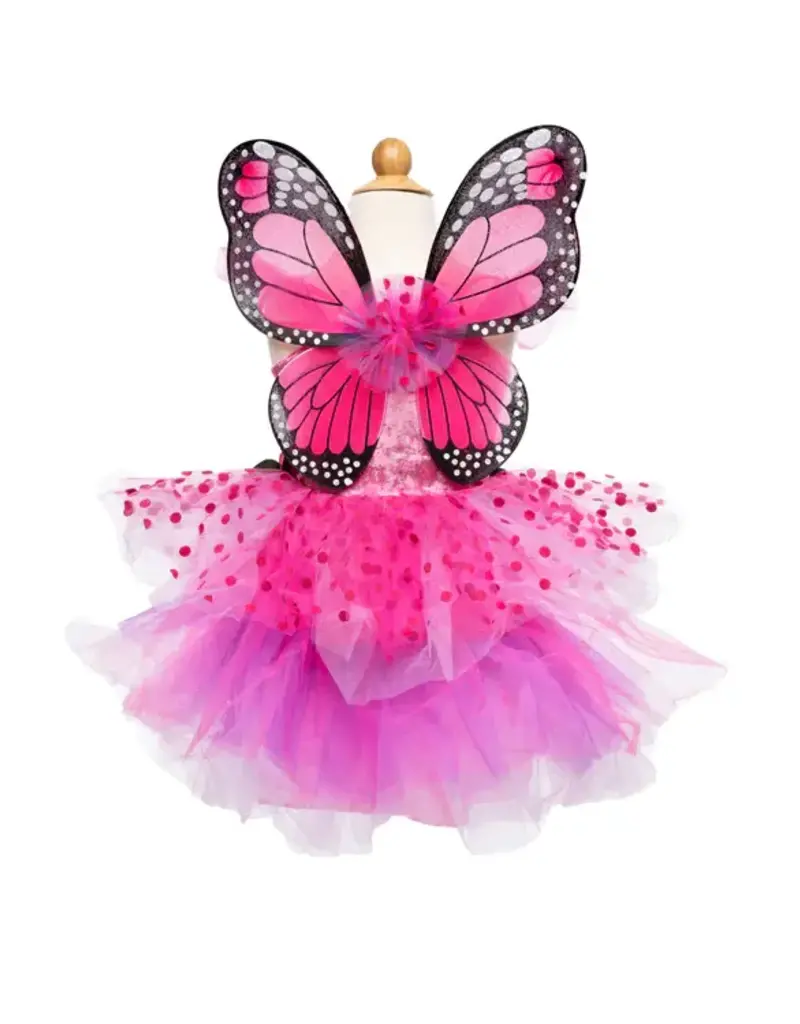 Creative Education (Great Pretenders) Costume Fairy Blooms Deluxe Dress and Wings, Pink/Lilac (Size 3-4)