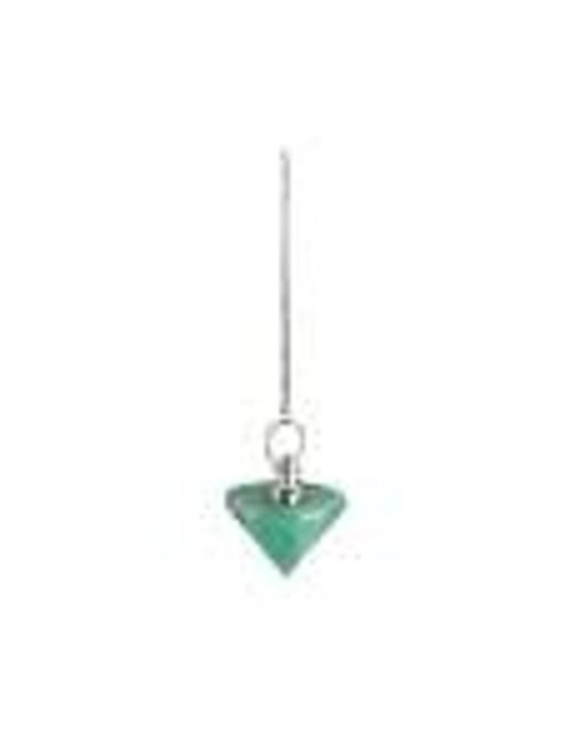 Squire Boone Village Jewelry Pendulum - Green Aventurine Top With Silver Copper Decorations