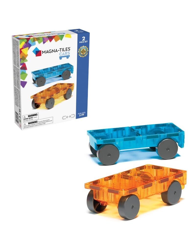 Magnatiles Magna-Tiles Cars 2-Piece Expansion Set: Blue & Orange