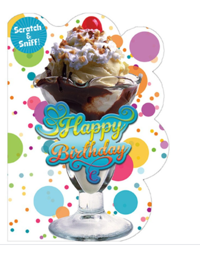Playhouse Card - Happy Birthday scratch & Sniff! Ice Cream Sundae Chocolate