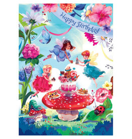 Playhouse Card - Happy Birthday Fairy Garden Party Glitter  Card