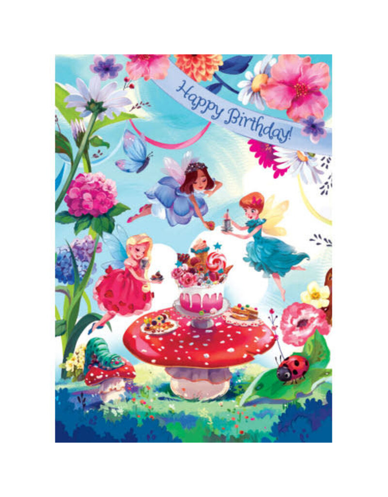 Playhouse Card - Happy Birthday Fairy Garden Party Glitter  Card
