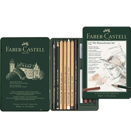 Faber-Castell Art Supplies Pitt Monochrome Set, Tin of 12
