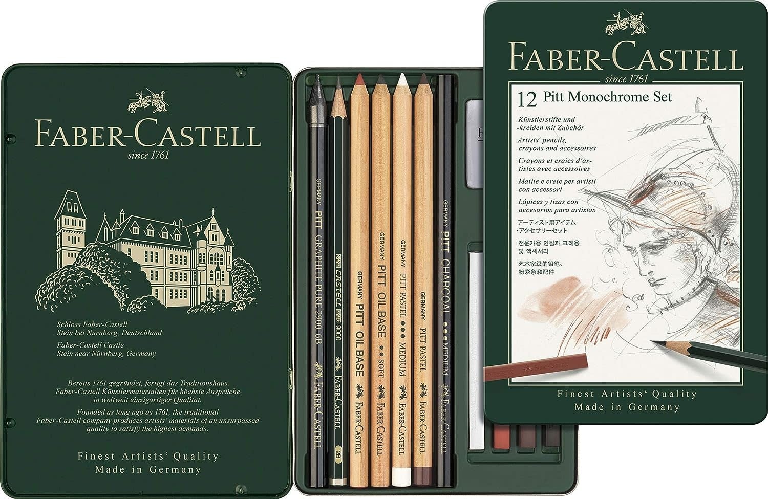 Art Supplies Pitt Monochrome Set, Tin of 12