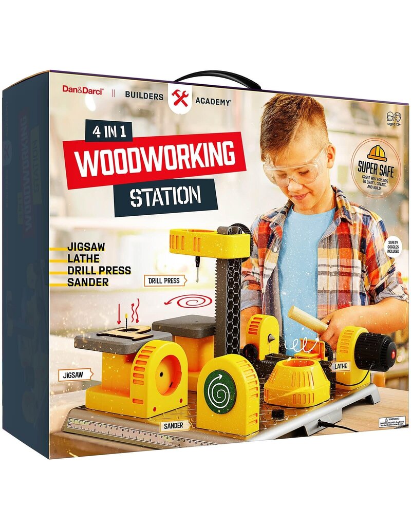 Dan&Darci 4 in 1 Woodworking Station for Kids