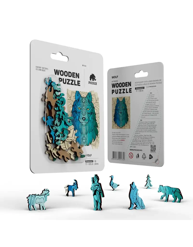 Geek Toys Pocket Size Piecezz Wooden Puzzle - Wolf