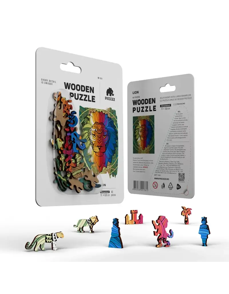 Geek Toys Pocket Size Piecezz Wooden Puzzle - Lion