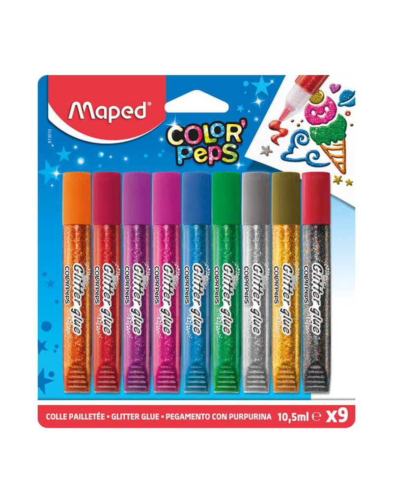 Maped Helix Art Supplies Color Peps Glitter Glue (Pack of Nine)