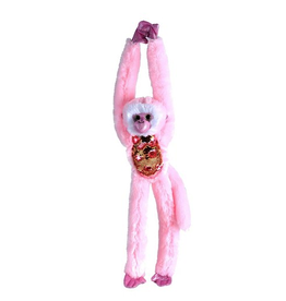 Wild Republic Plush Hanging Monkey Pink Sequins (22")