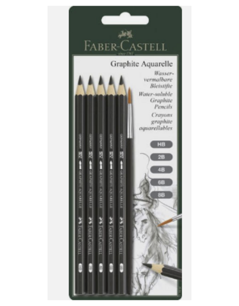 Faber-Castell Art Supplies Graphite Aquarelle 5 Grades Pencils with Brush