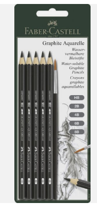 Art Supplies Graphite Aquarelle 5 Grades Pencils with Brush