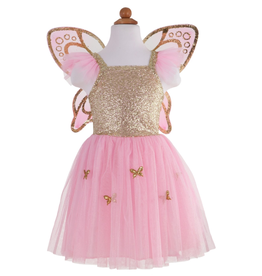 Creative Education (Great Pretenders) Costume Gold Butterfly Dress And Wings (Size 5-7)
