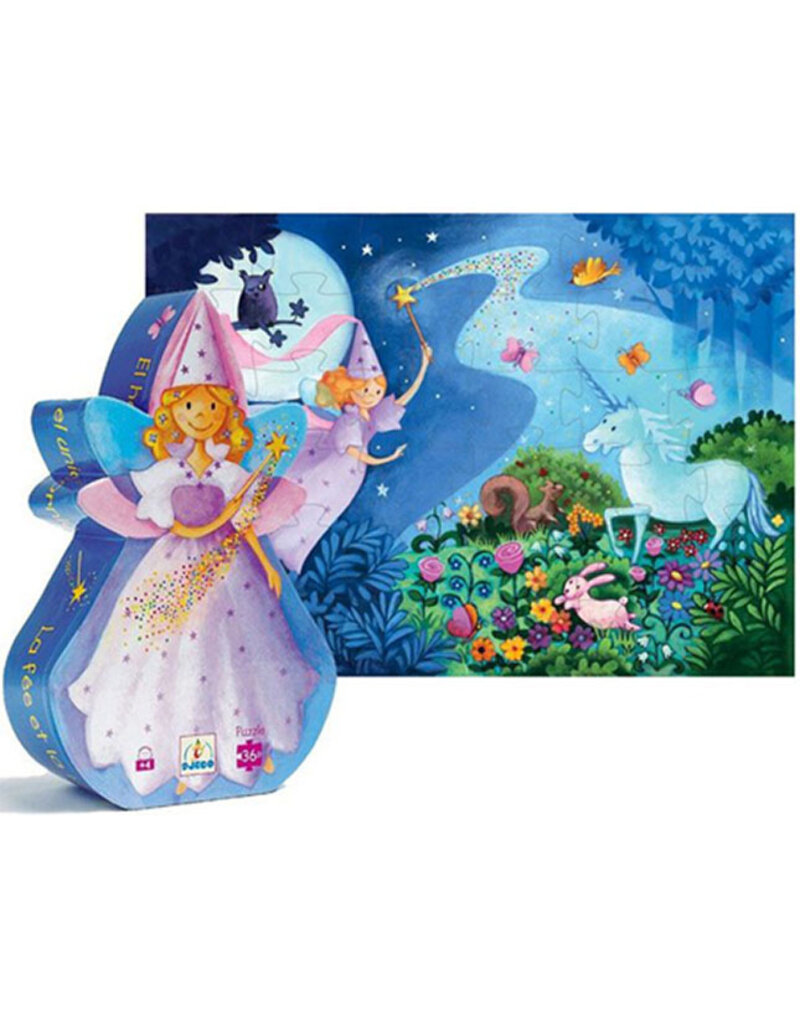 DJECO Puzzle Silhouette Fairy with Unicorn (36 Pieces)
