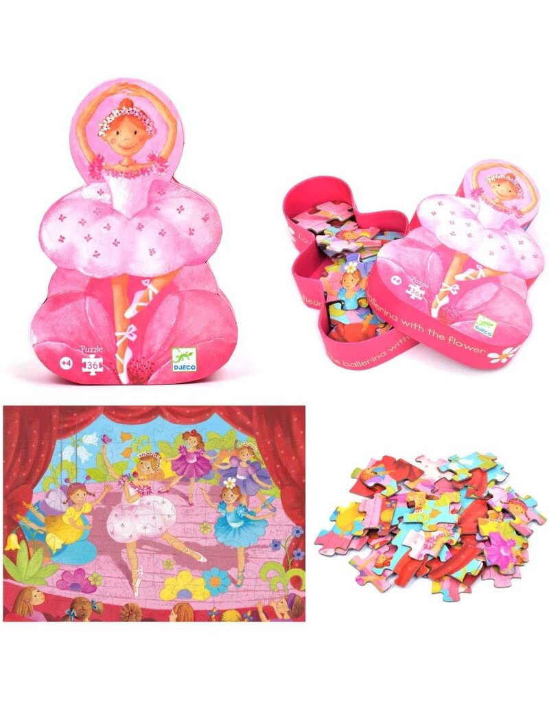 DJECO Puzzle Silhouette Ballerina with Flower (36 Pieces)