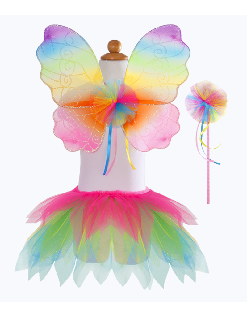 Creative Education (Great Pretenders) Costume Neon Rainbow Tutu With Wings And Wand (Size 4-6)