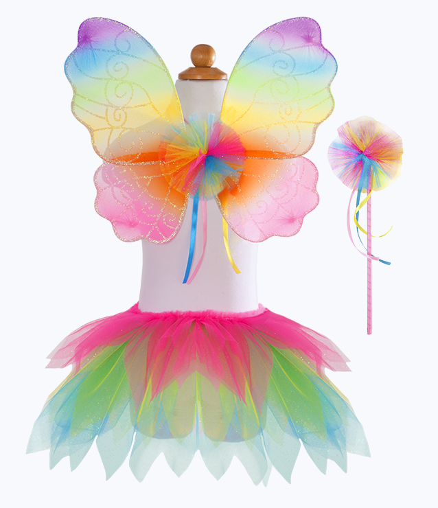Costume Neon Rainbow Tutu With Wings And Wand (Size 4-6)