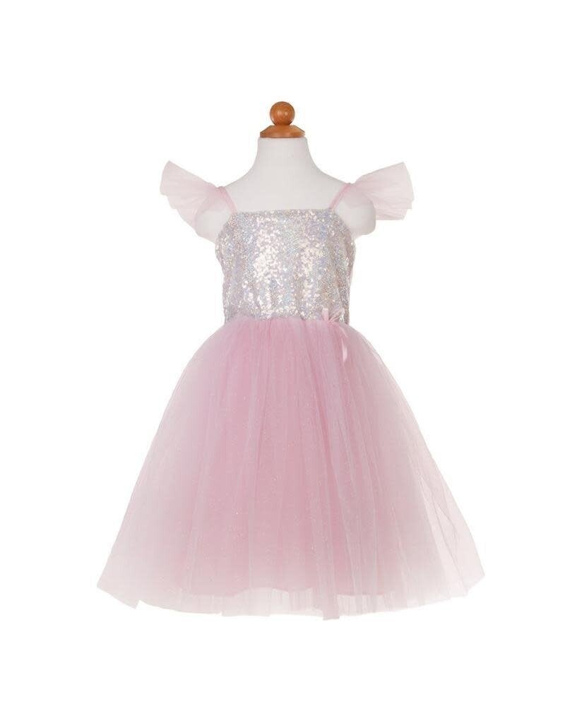 Creative Education (Great Pretenders) Costume Silver Sequin Pink Princess Dress (Size 5-6)