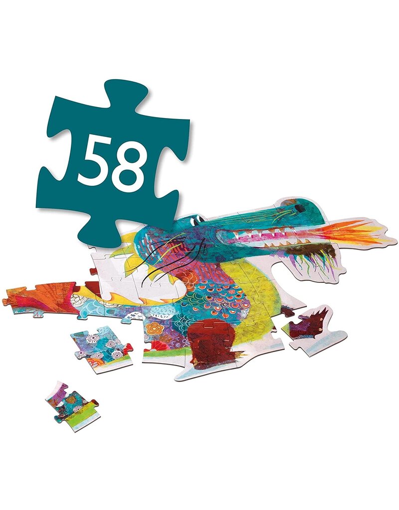 DJECO Giant Floor Puzzle Leon the Dragon - 58 Pieces