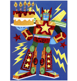 Playhouse Card - Happy Birthday - Foil Robot & Birthday Cake