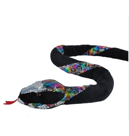 Wild Republic Plush Snake Sequins Neon Rainbow Twist (54")