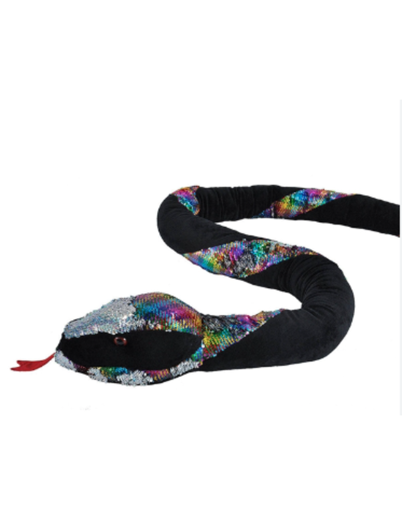Wild Republic Plush Snake Sequins Neon Rainbow Twist (54")