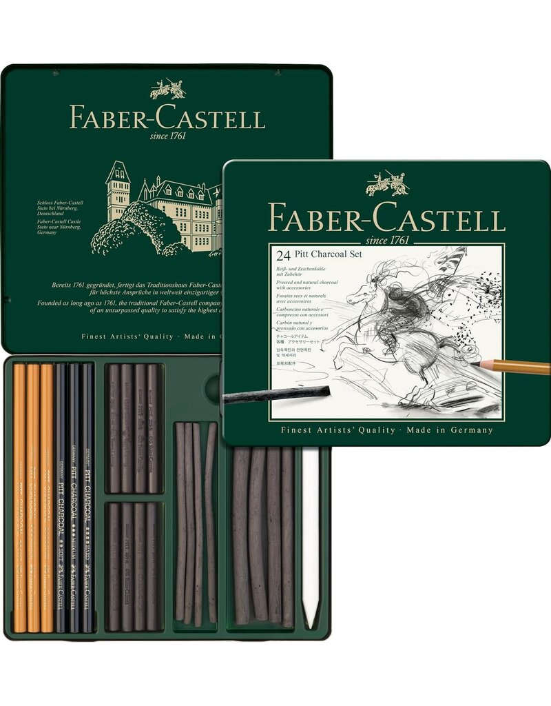 Faber-Castell Art Supplies Pitt Charcoal Set, Tin of 24
