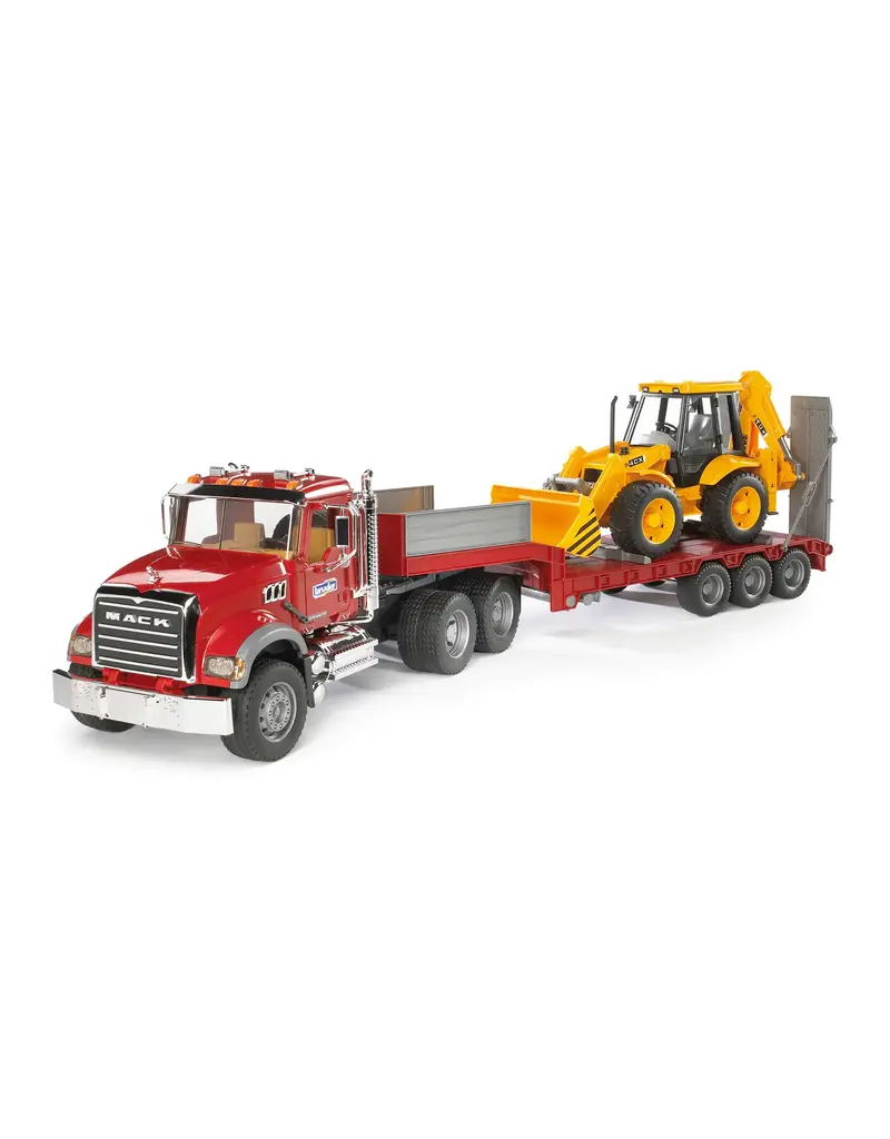 Bruder Bruder MACK Granite Truck w Low Loader w JCB Backhoe Loader
