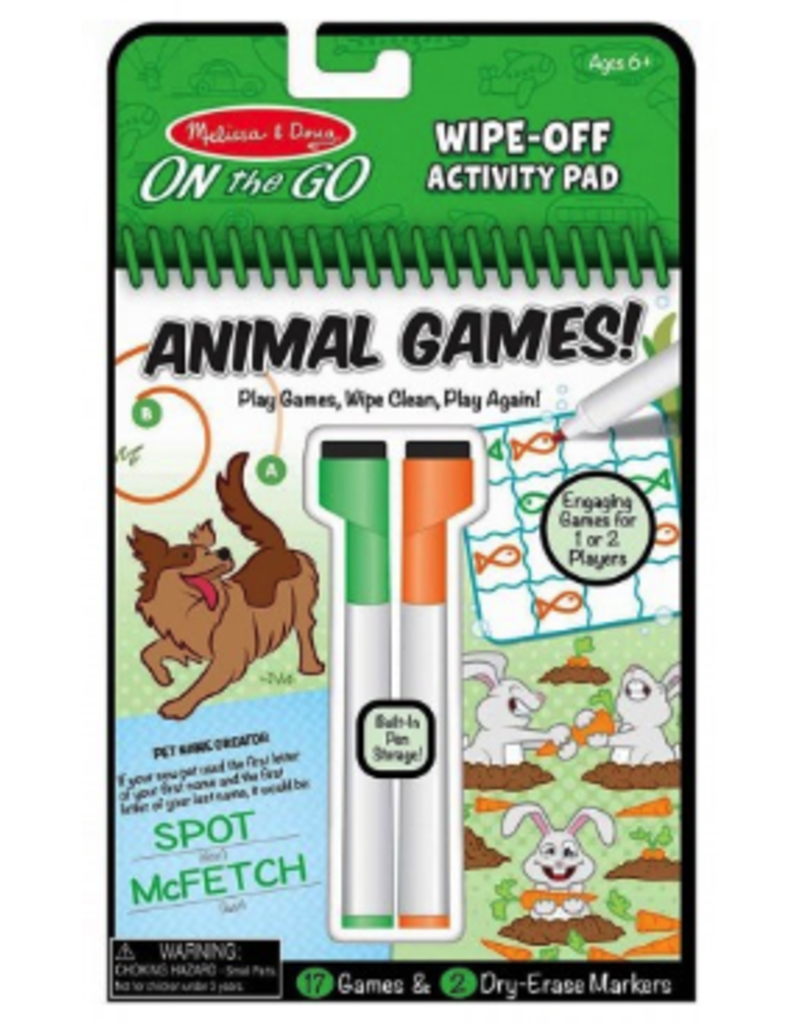 Melissa & Doug Art Supplies On-the-Go Animal Games! Wipe-Off Activity Pad