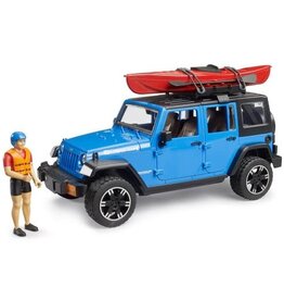 Bruder Jeep Wrangler Rubicon Unlimited with Kayak and Kayaker Figure