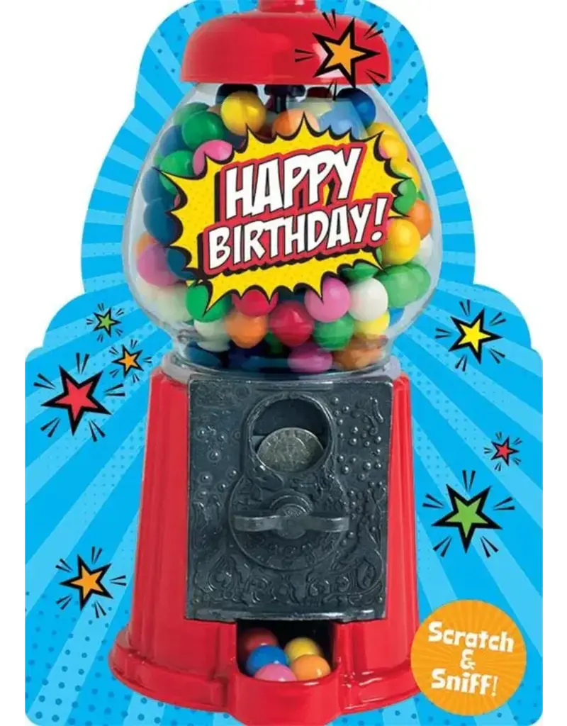 Playhouse Card - Happy Birthday - Scratch and Sniff - Gumball Machine