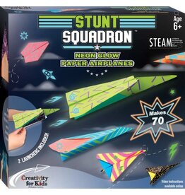 Creativity for Kids Craft Kit Stunt Squadron Neon Glow Paper Airplanes