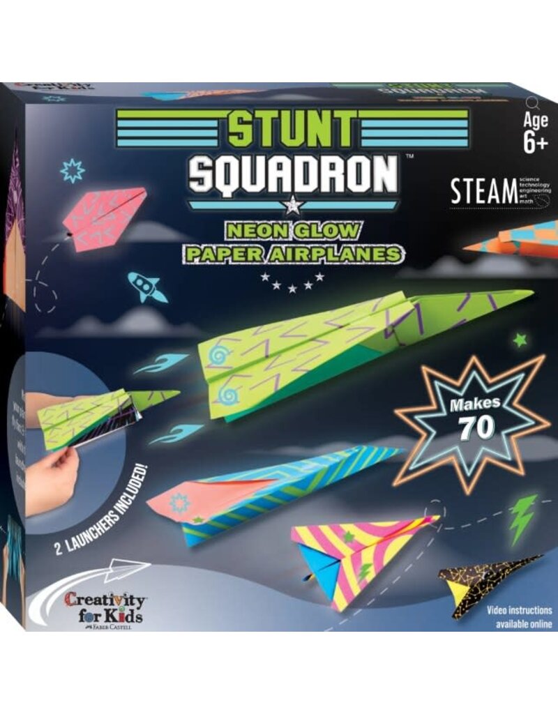 Creativity for Kids Craft Kit Stunt Squadron Neon Glow Paper Airplanes