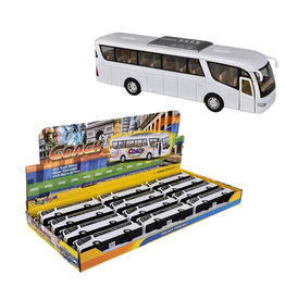 The toy network 7" Die-cast PullBack White Coach Bus ( Sold Individually)