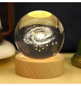 Showcase CelestiaGlow Crystal Galaxy Ball with LED Wooden Base